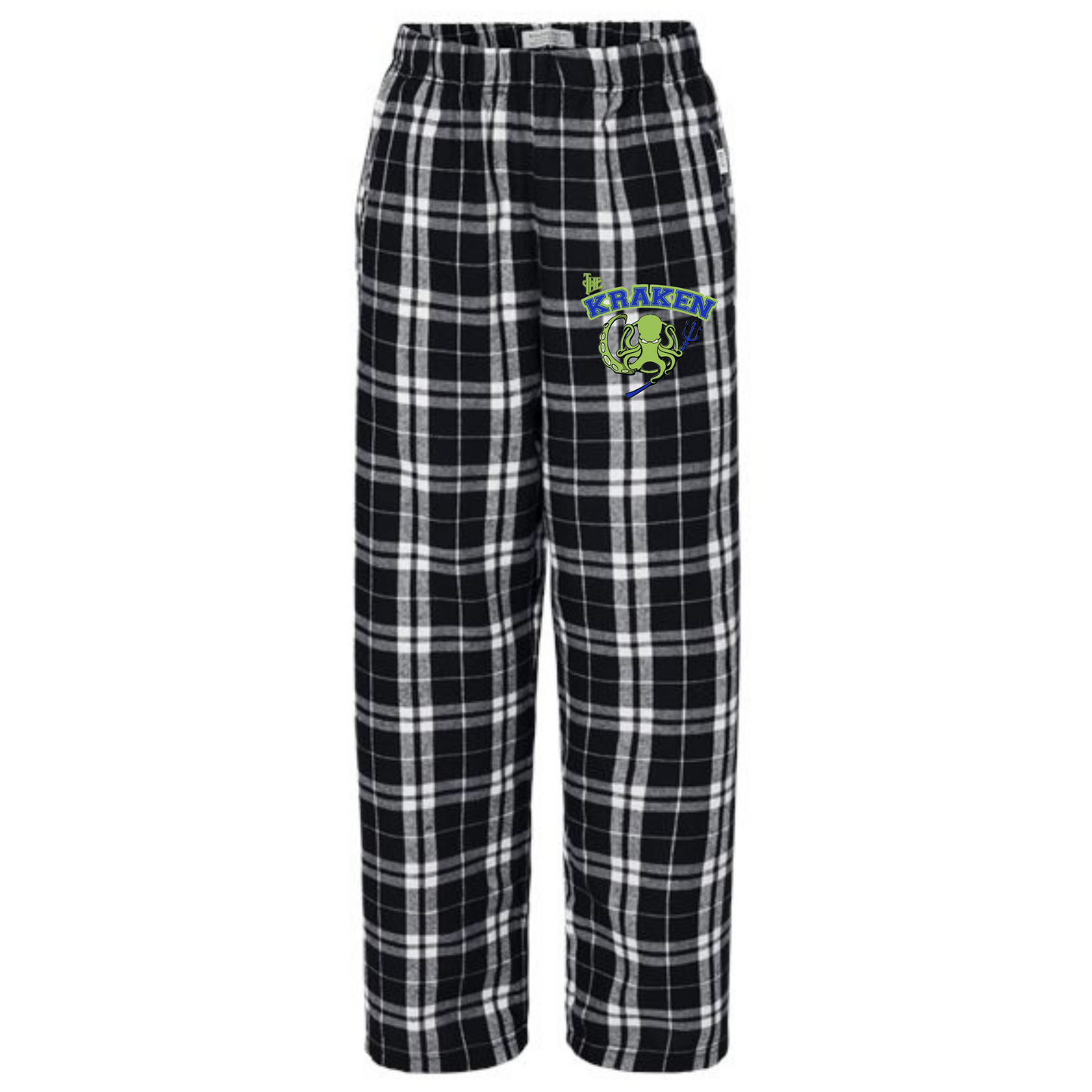 Kraken Flannel Pants-Black and White-Youth, Women's, Men's Sizing