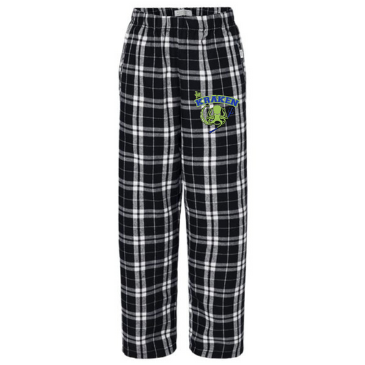Kraken Flannel Pants-Black and White-Youth, Women's, Men's Sizing