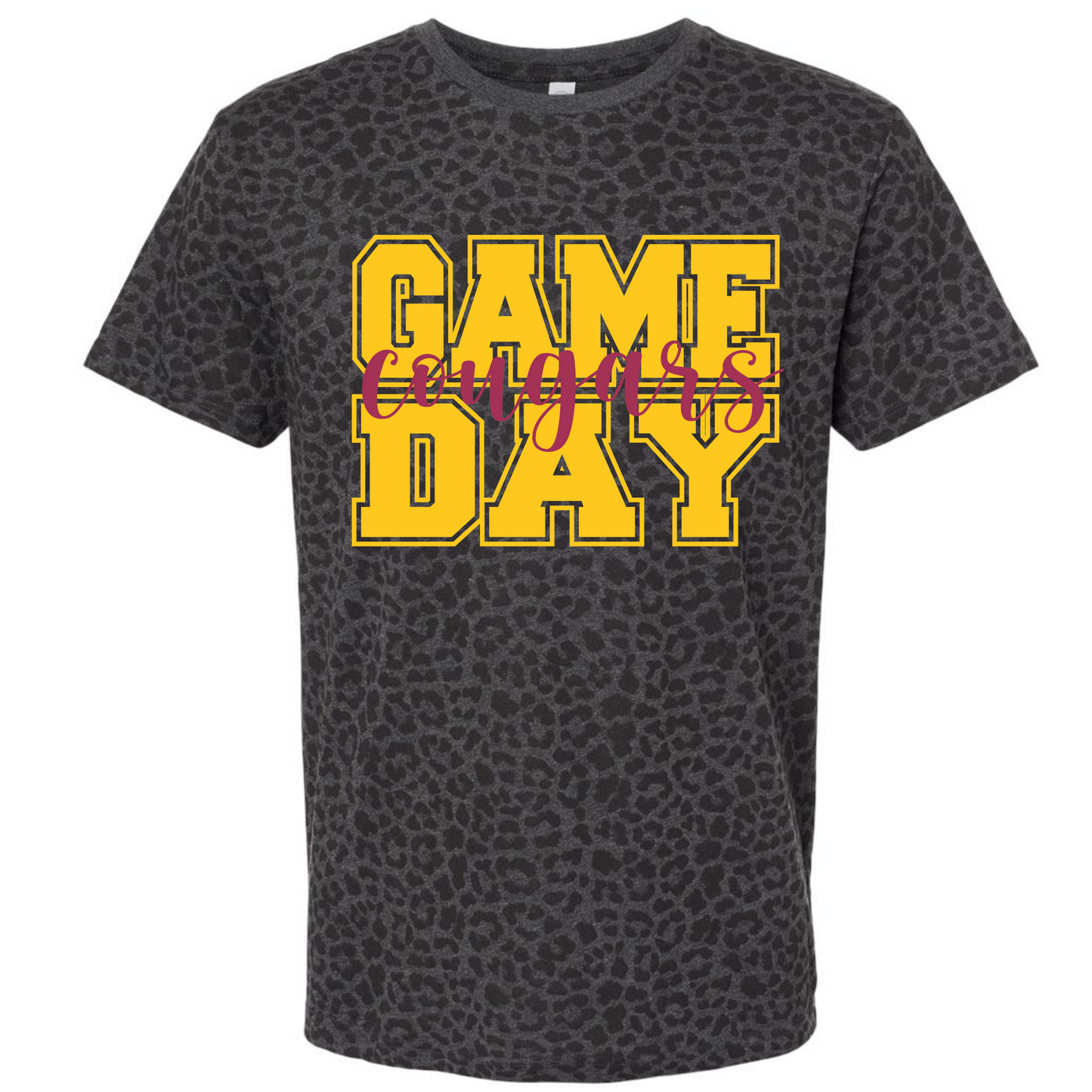 Cougars Game Day on Leopard Print Tee