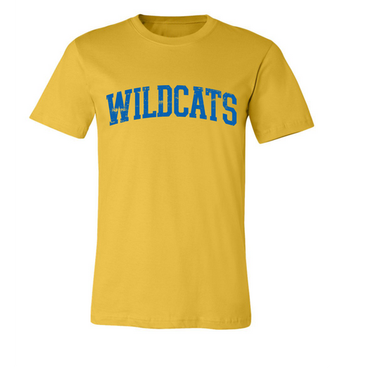 Wildcats Distressed on Yellow- Several Styles to Choose From!