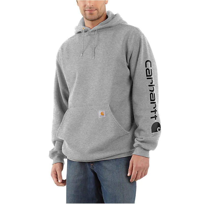 Carhartt® Midweight Hooded Logo Sweatshirt - Heather Grey