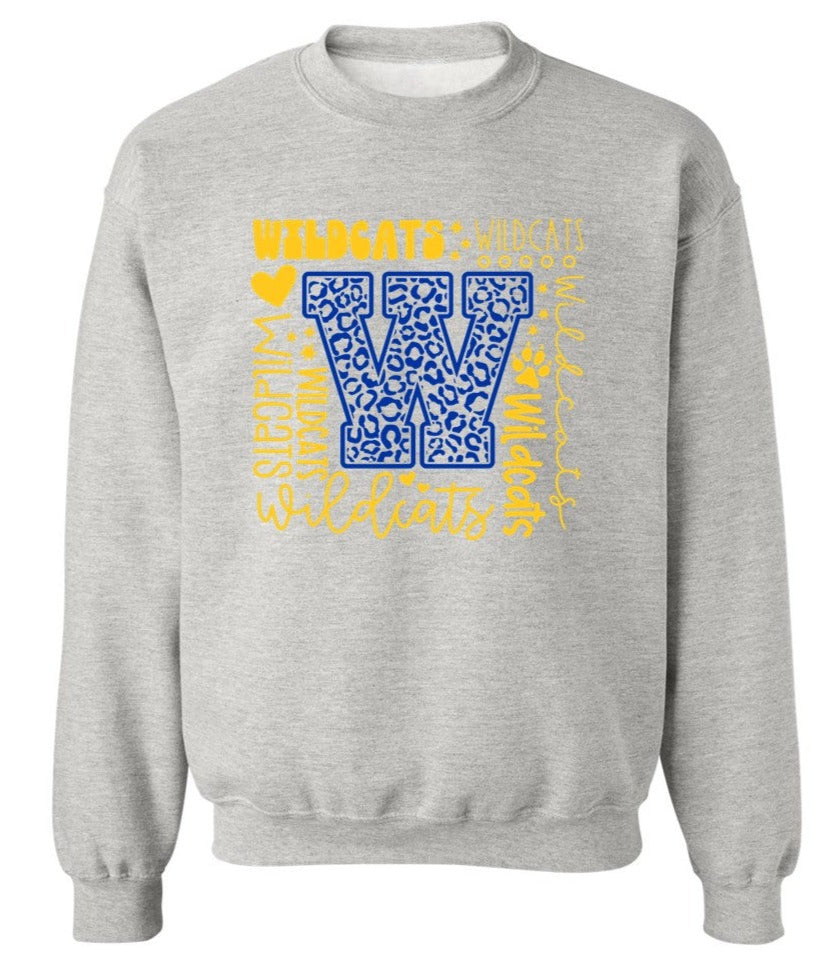 Wildcats Typography - Athletic Heather - Tee, V-Neck, Sweatshirt, Long Sleeve Tee and Hoodie