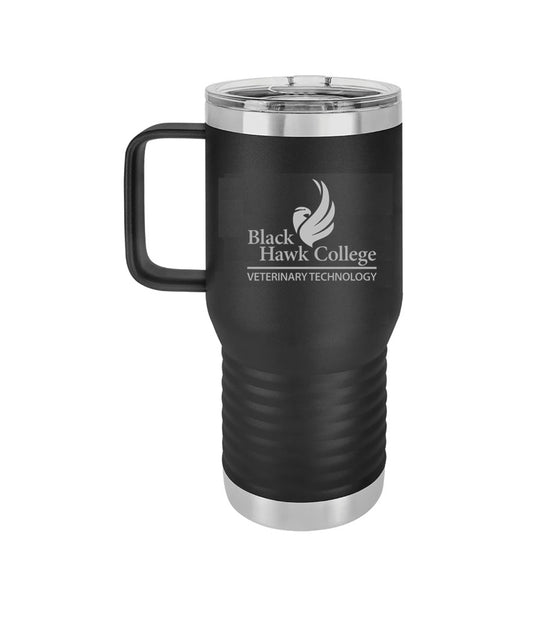 20 oz. Black Vacuum Insulated Travel Mug with Slider Lid - Engraved with Logo