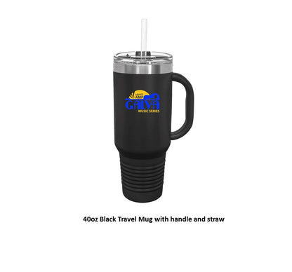 40 oz. Black Travel Mug with Handle, Straw Included