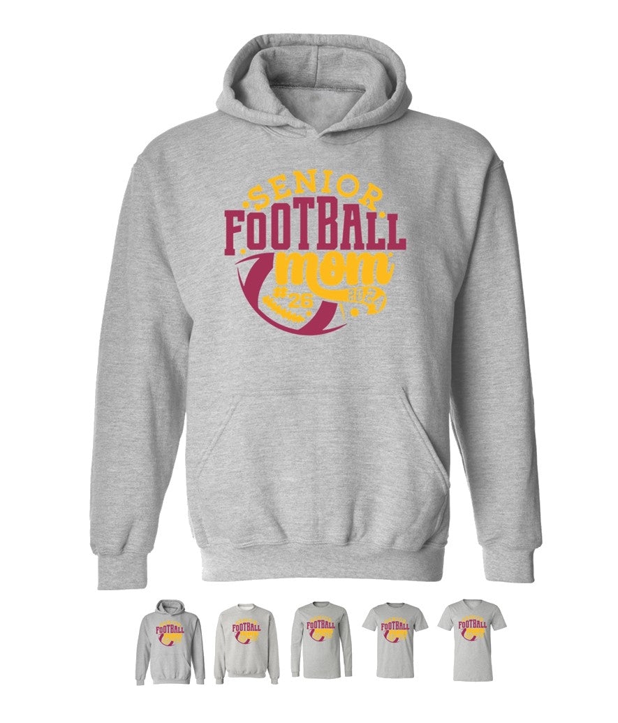 R/W - Senior Football Mom on Grey - Several Styles to Choose From!