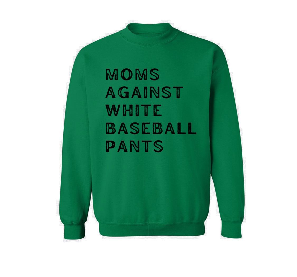 Moms Against White Baseball Pants - Black Font