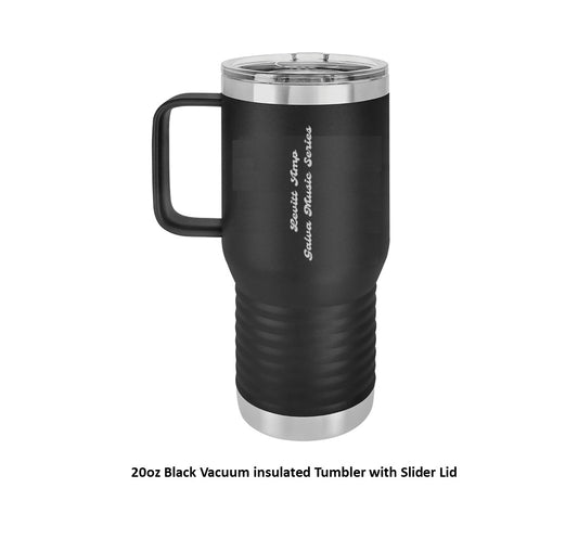 20 oz. Black Vacuum Insulated Travel Mug with Slider Lid - Engraved with Logo