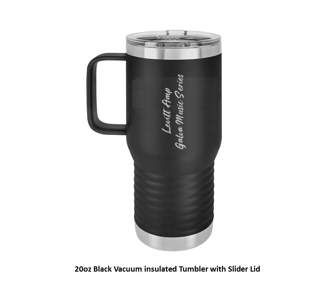 20 oz. Black Vacuum Insulated Travel Mug with Slider Lid - Engraved with Logo