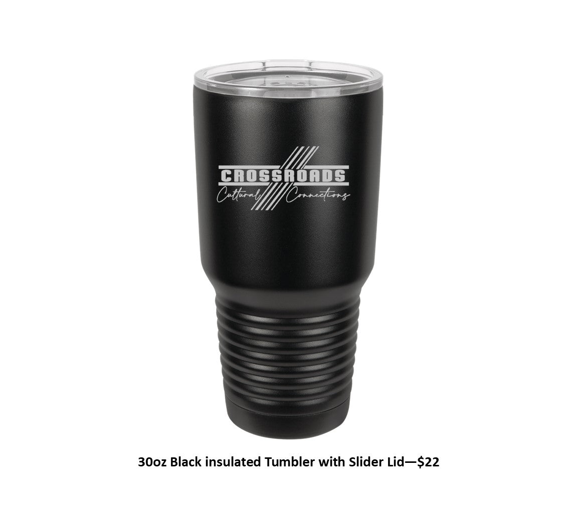 30 oz. Black Insulated Tumbler with Slider Lid - Engraved with Logo