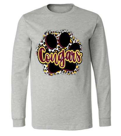 Cougars Paw Print- Athletic Heather - Several Styles to Choose From!