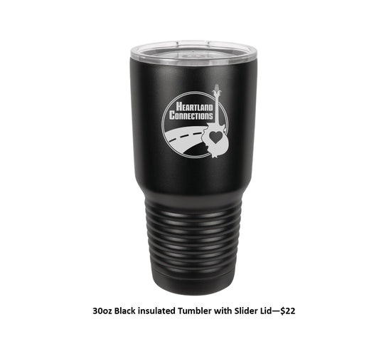 30 oz. Black Insulated Tumbler with Slider Lid - Engraved with Logo