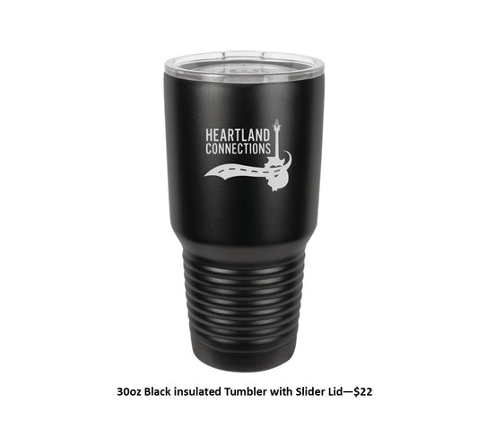 30 oz. Black Insulated Tumbler with Slider Lid - Engraved with Logo