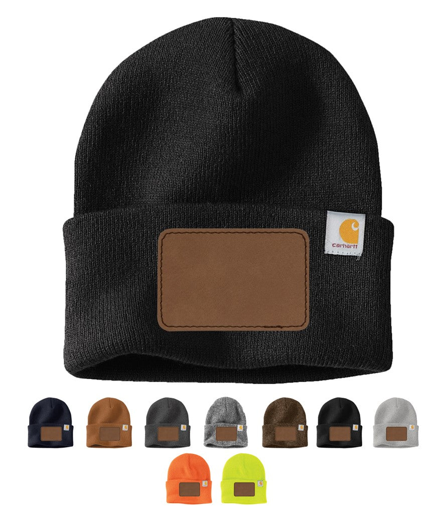 Carhartt® Watch Cap 2.0 - Personalized with a Rectangle Patch in Dark Brown