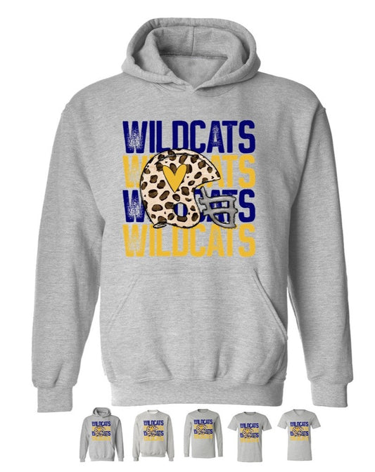 Wildcats Football - Athletic Heather - Tee, V-Neck, Sweatshirt, Long Sleeve Tee and Hoodie