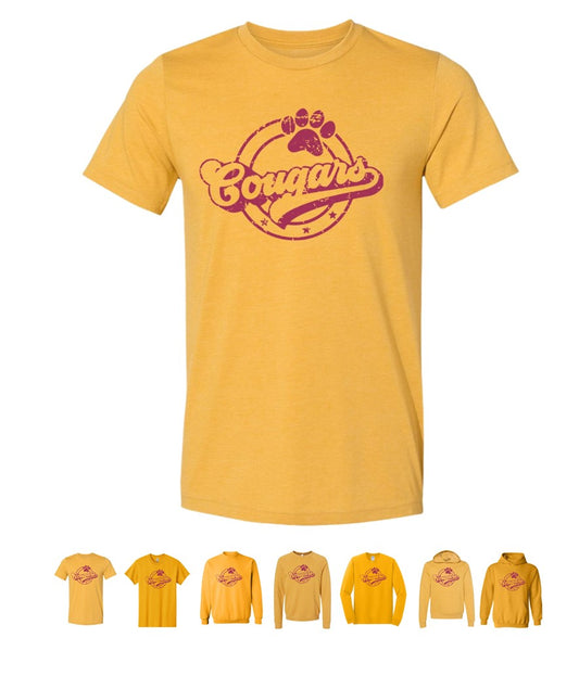 Cougars - on Heather Mustard and Gold - Several Styles to Choose From!