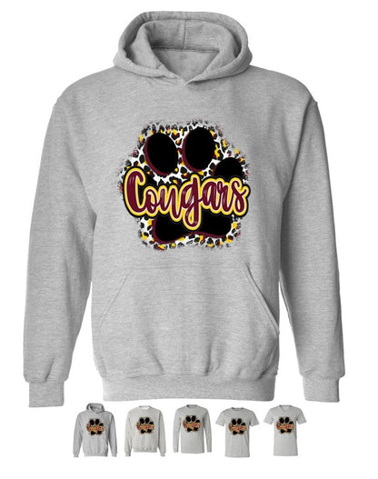 Cougars Paw Print- Athletic Heather - Several Styles to Choose From!