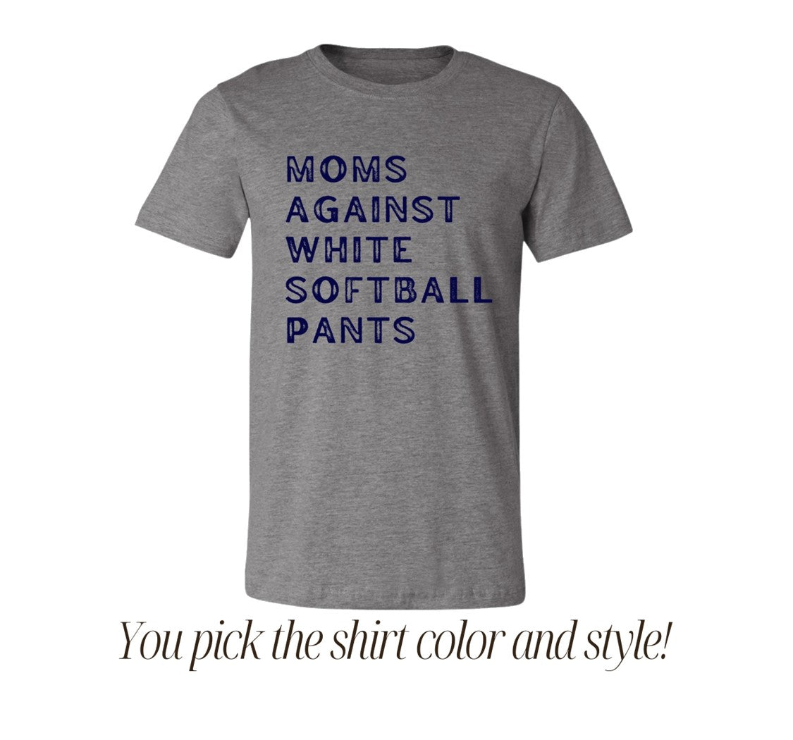 Moms Against White Softball Pants - Navy Font