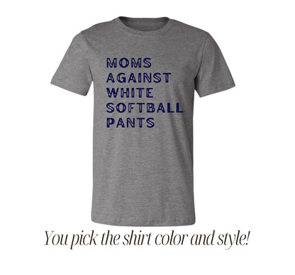 Moms Against White Softball Pants - Navy Font