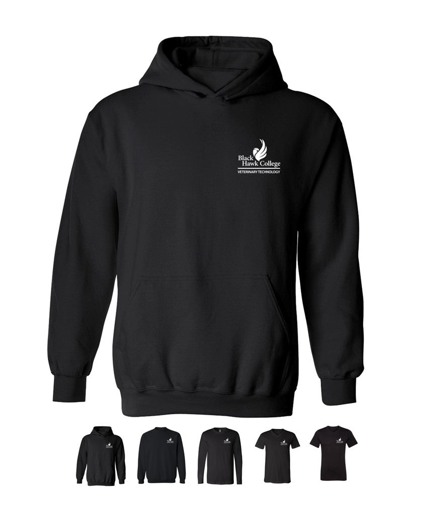 Black Hawk Veterinary Technolgy in White on Black - Several Styles to Choose From!