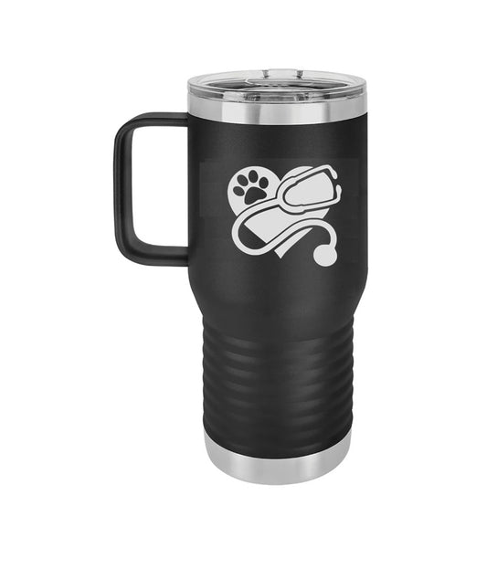 20 oz. Black Vacuum Insulated Travel Mug with Slider Lid - Engraved with Logo