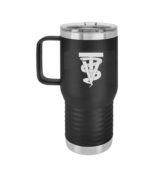 20 oz. Black Vacuum Insulated Travel Mug with Slider Lid - Engraved with Logo