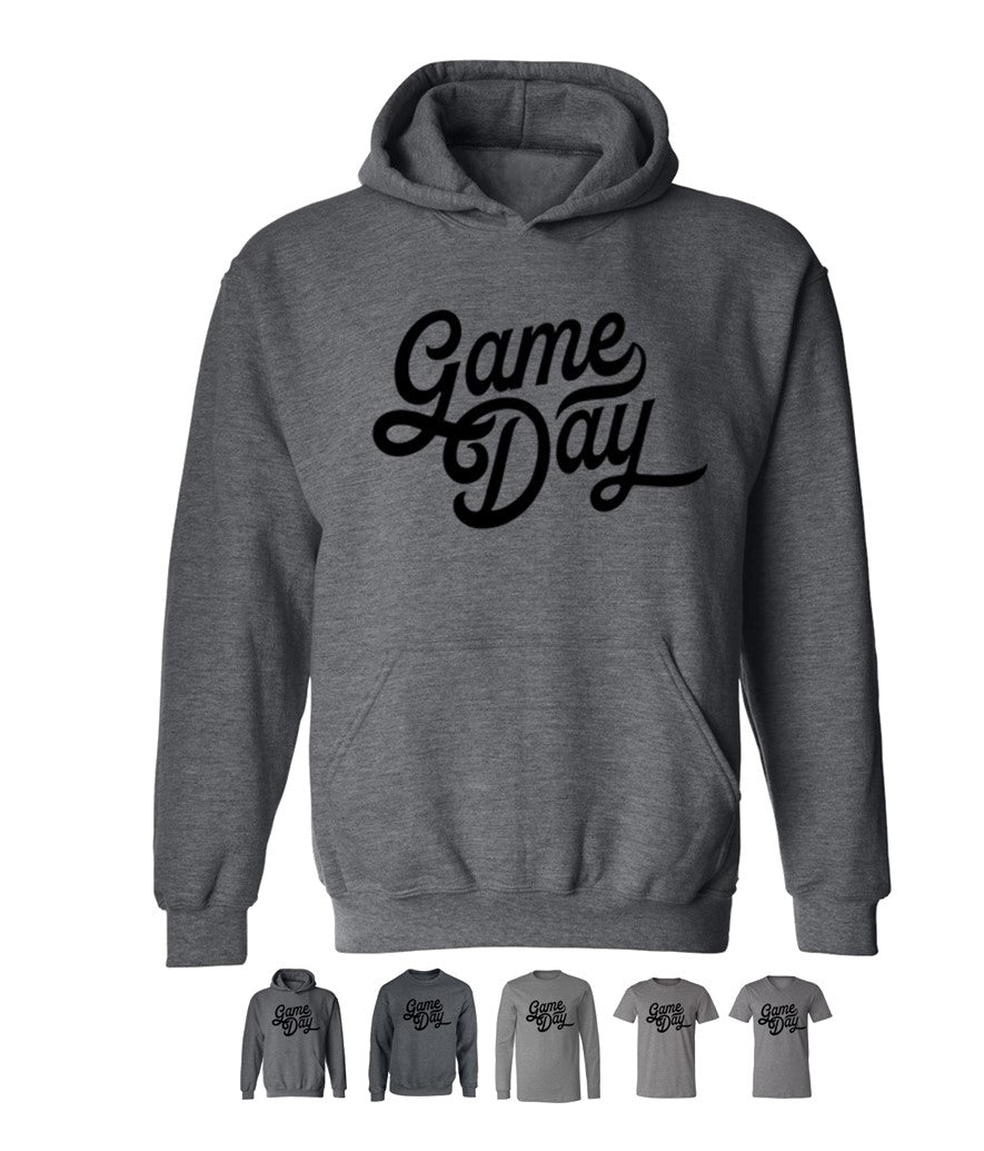 Game Day in black on Deep Heather - Several Styles to Choose From!