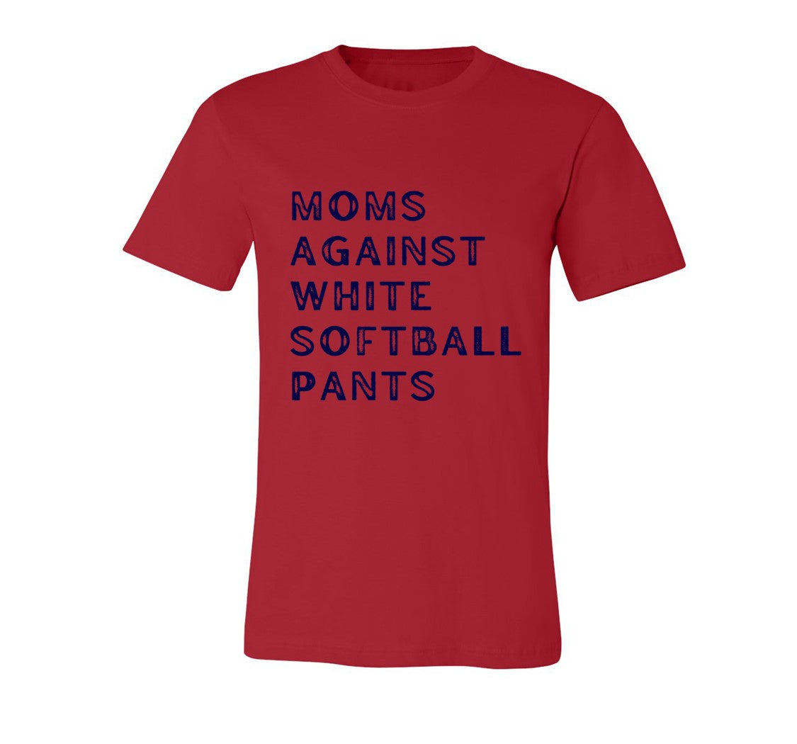 Moms Against White Softball Pants - Navy Font