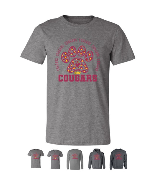 Cougars Paw Print on Deep Heather - Several Styles to Choose From!