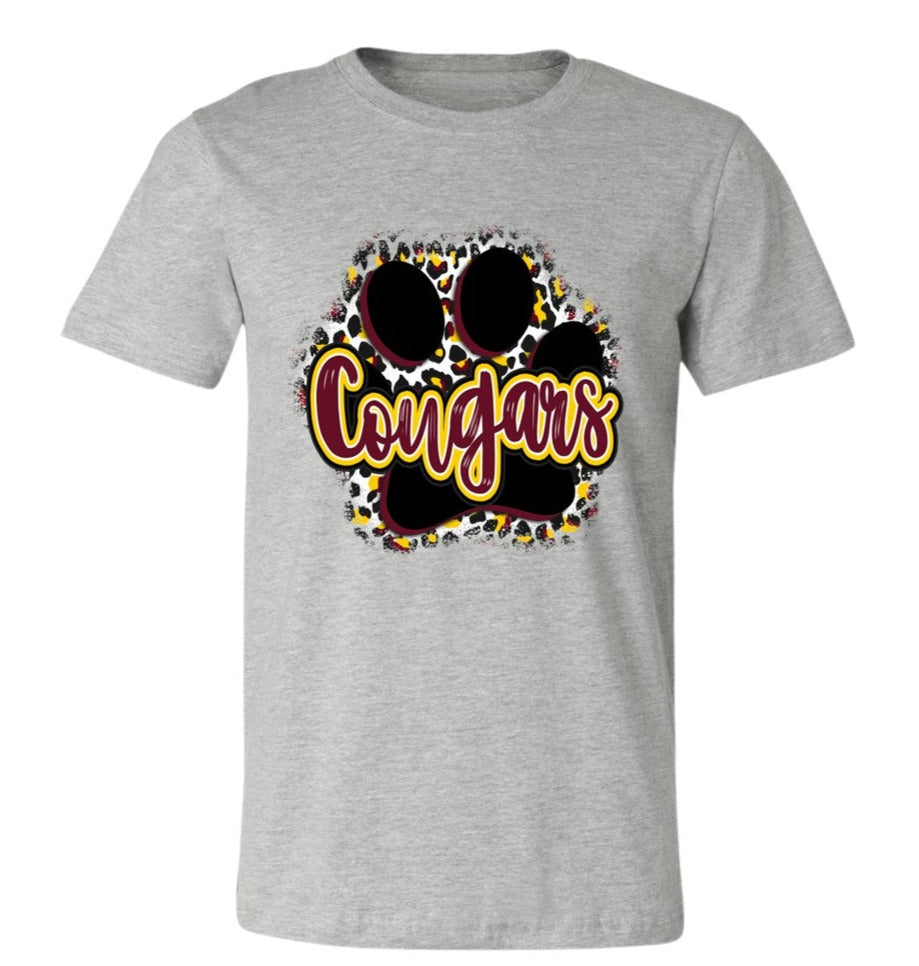 Cougars Paw Print- Athletic Heather - Several Styles to Choose From!