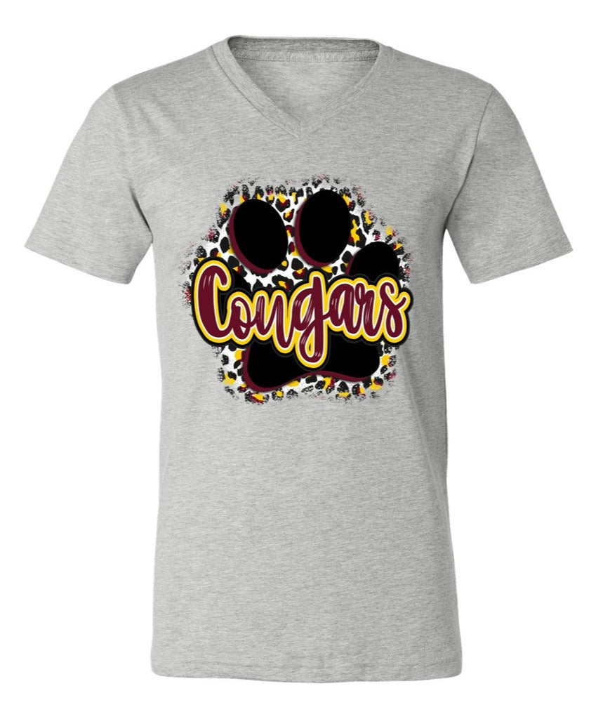 Cougars Paw Print- Athletic Heather - Several Styles to Choose From!