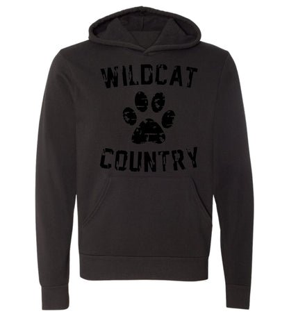 Galva Wildcats - Wildcat Country - BELLA + CANVAS Brand Hoodie Sweatshirts - Black and Greys