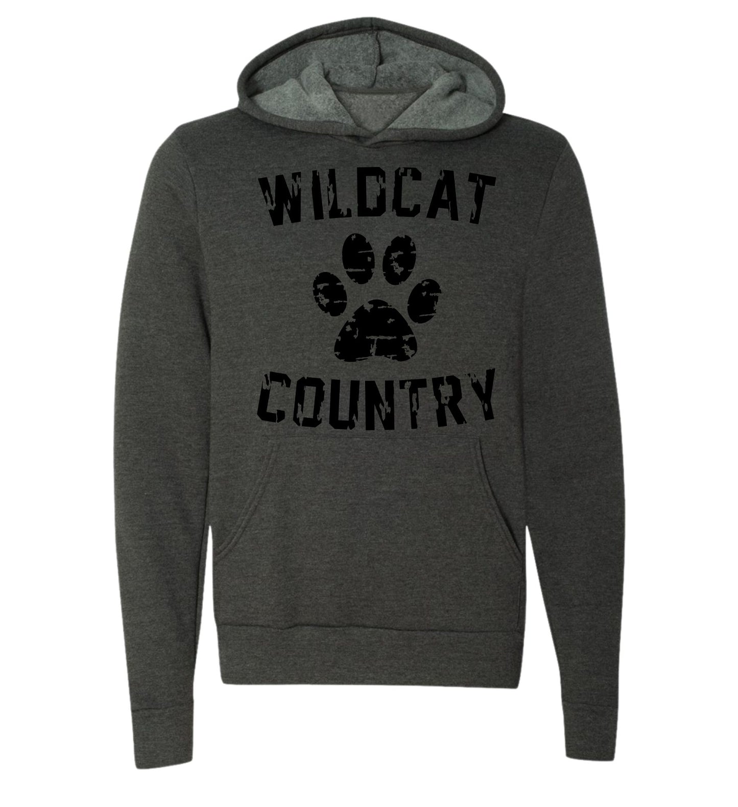 Galva Wildcats - Wildcat Country - BELLA + CANVAS Brand Hoodie Sweatshirts - Black and Greys