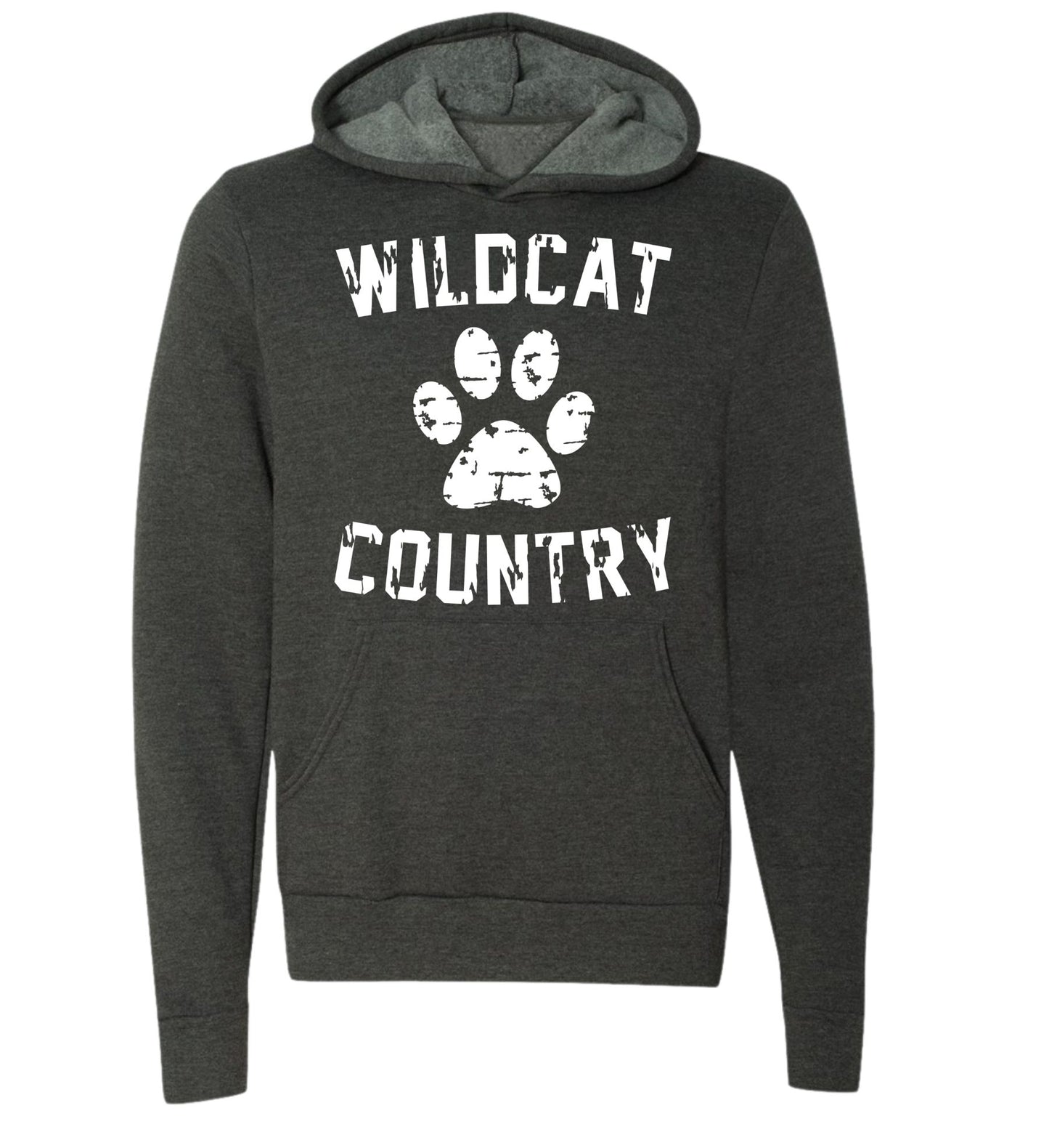 Galva Wildcats - Wildcat Country - BELLA + CANVAS Brand Hoodie Sweatshirts - Black and Greys