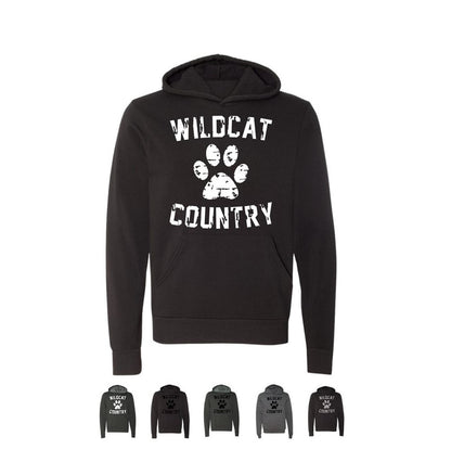 Galva Wildcats - Wildcat Country - BELLA + CANVAS Brand Hoodie Sweatshirts - Black and Greys