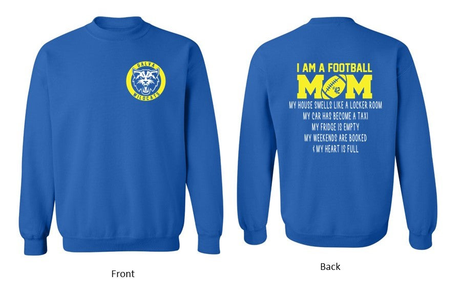 Wildcats Football - Mom - Tee, Sweatshirt and Long Sleeve Tee