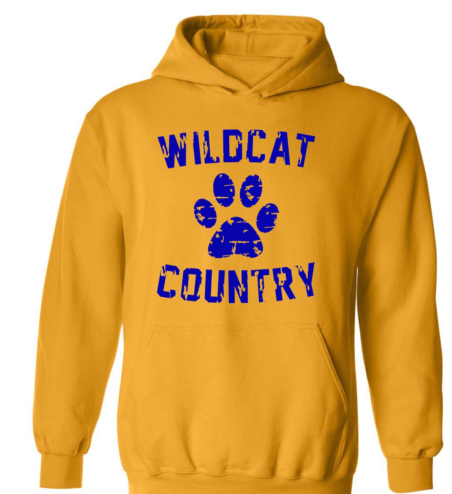 Galva Wildcats - Wildcat Country - Gildan Brand Hoodie Sweatshirts - Blues and Yellows