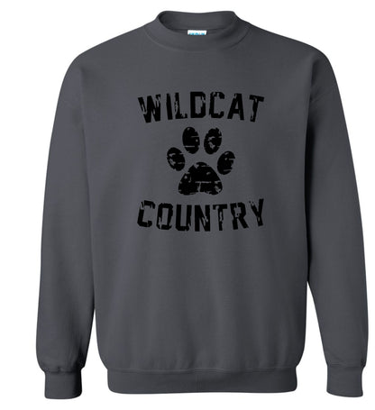 Galva Wildcats - Wildcat Country - Gildan Brand Crew Sweatshirts - Black and Greys