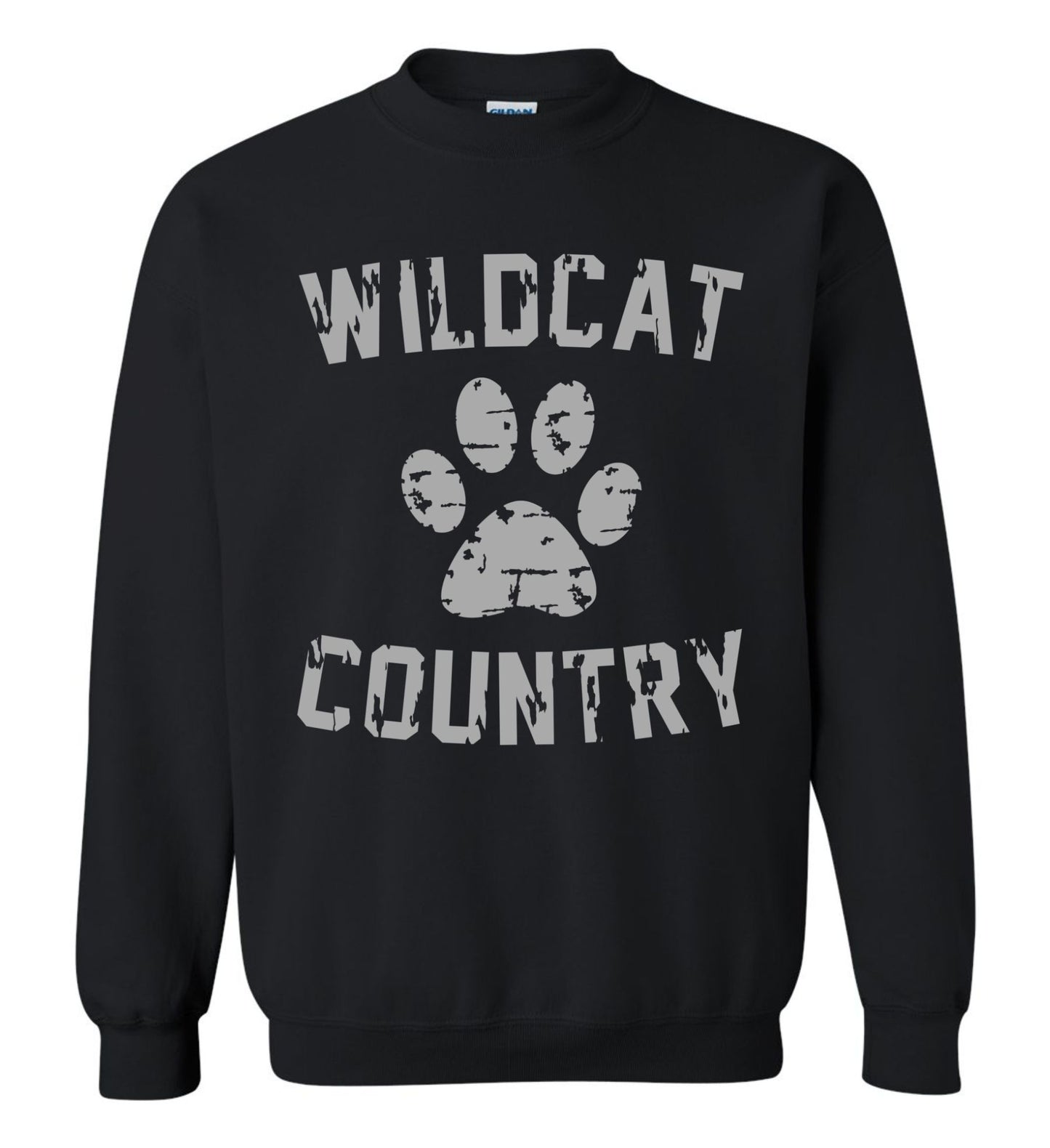 Galva Wildcats - Wildcat Country - Gildan Brand Crew Sweatshirts - Black and Greys