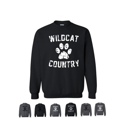 Galva Wildcats - Wildcat Country - Gildan Brand Crew Sweatshirts - Black and Greys