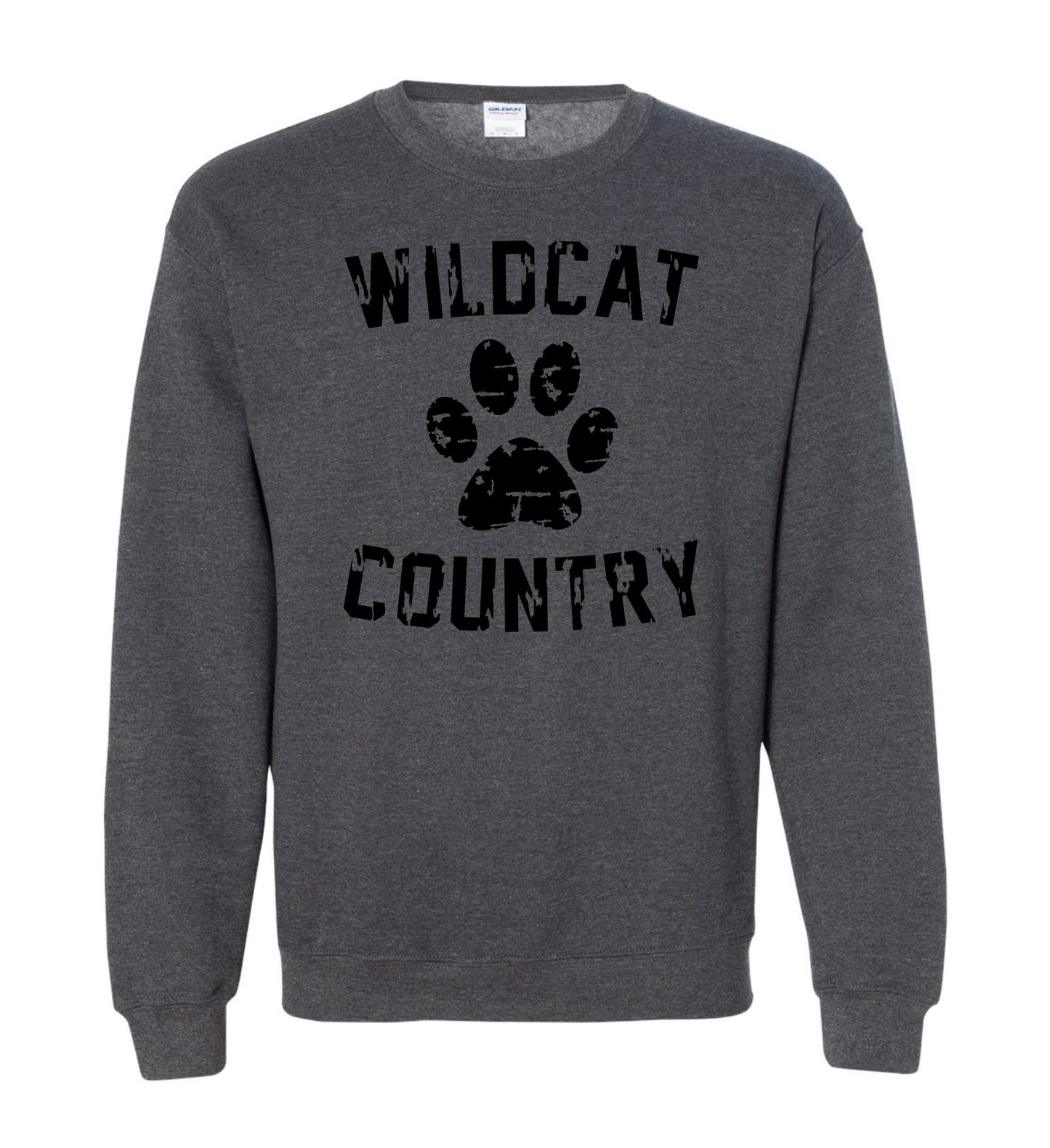 Galva Wildcats - Wildcat Country - Gildan Brand Crew Sweatshirts - Black and Greys