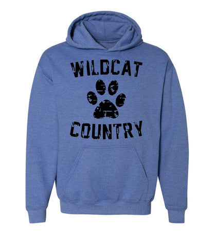 Galva Wildcats - Wildcat Country - Gildan Brand Hoodie Sweatshirts - Blues and Yellows