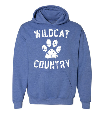 Galva Wildcats - Wildcat Country - Gildan Brand Hoodie Sweatshirts - Blues and Yellows