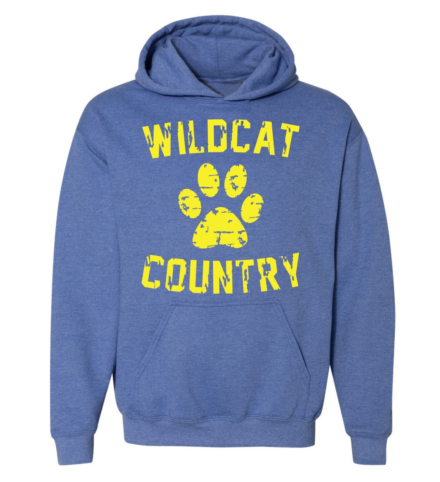 Galva Wildcats - Wildcat Country - Gildan Brand Hoodie Sweatshirts - Blues and Yellows