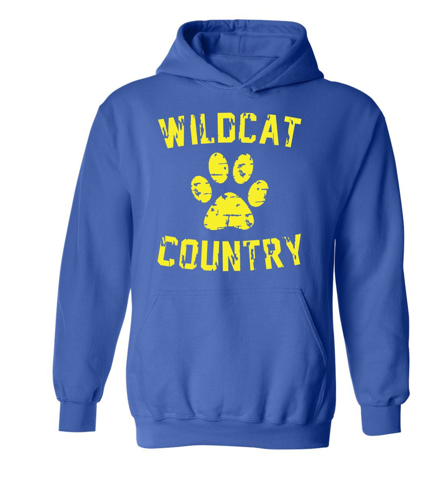 Galva Wildcats - Wildcat Country - Gildan Brand Hoodie Sweatshirts - Blues and Yellows