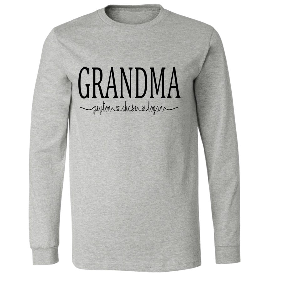 Personalized Mom, Grandma, Gigi, Mema, Mimi - Long Sleeve