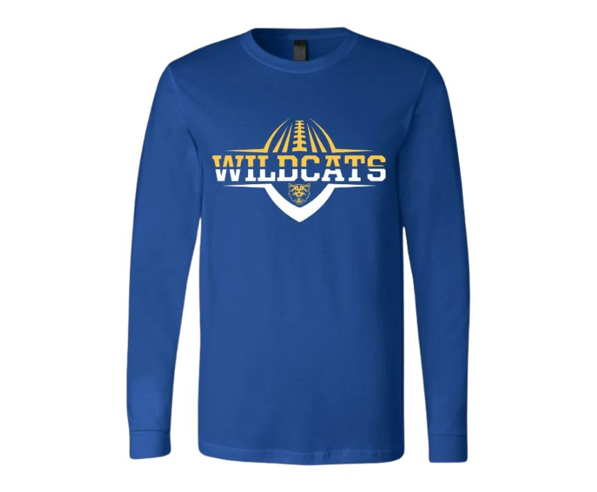 Wildcats Football LS Tee- Blue