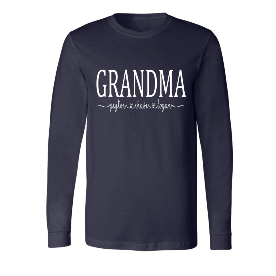 Personalized Mom, Grandma, Gigi, Mema, Mimi - Long Sleeve