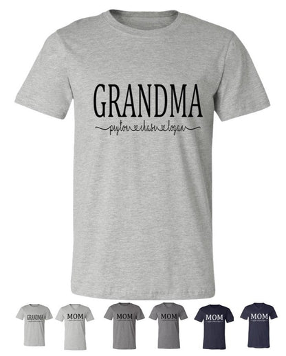 Personalized Mom, Grandma, Gigi, Mema, Mimi - Tee and Vneck Tee