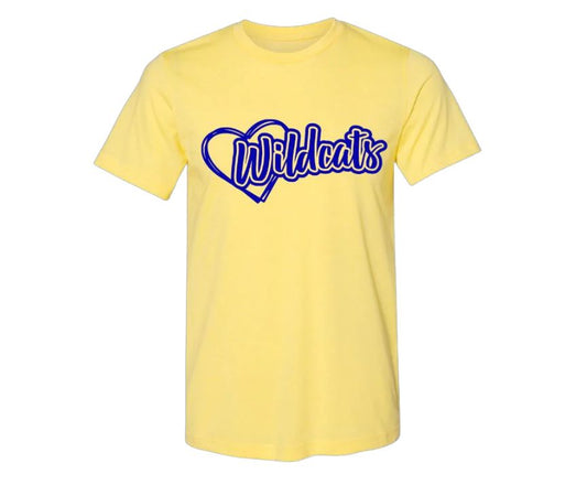 Wildcats Heart Tee-Yellow